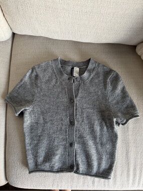 H&M Gray Short-Sleeve Button Cardigan
